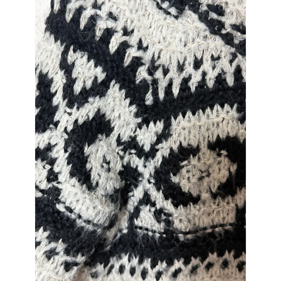Suéter Free People Silver Fair Isle Negro Blanco Suelto Tejido Lana Invierno Boho Foto 3 de 4