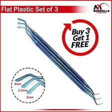 Set of 3 Dental Flat Plastic Filling Instruments Composite Titanium Blue Coated