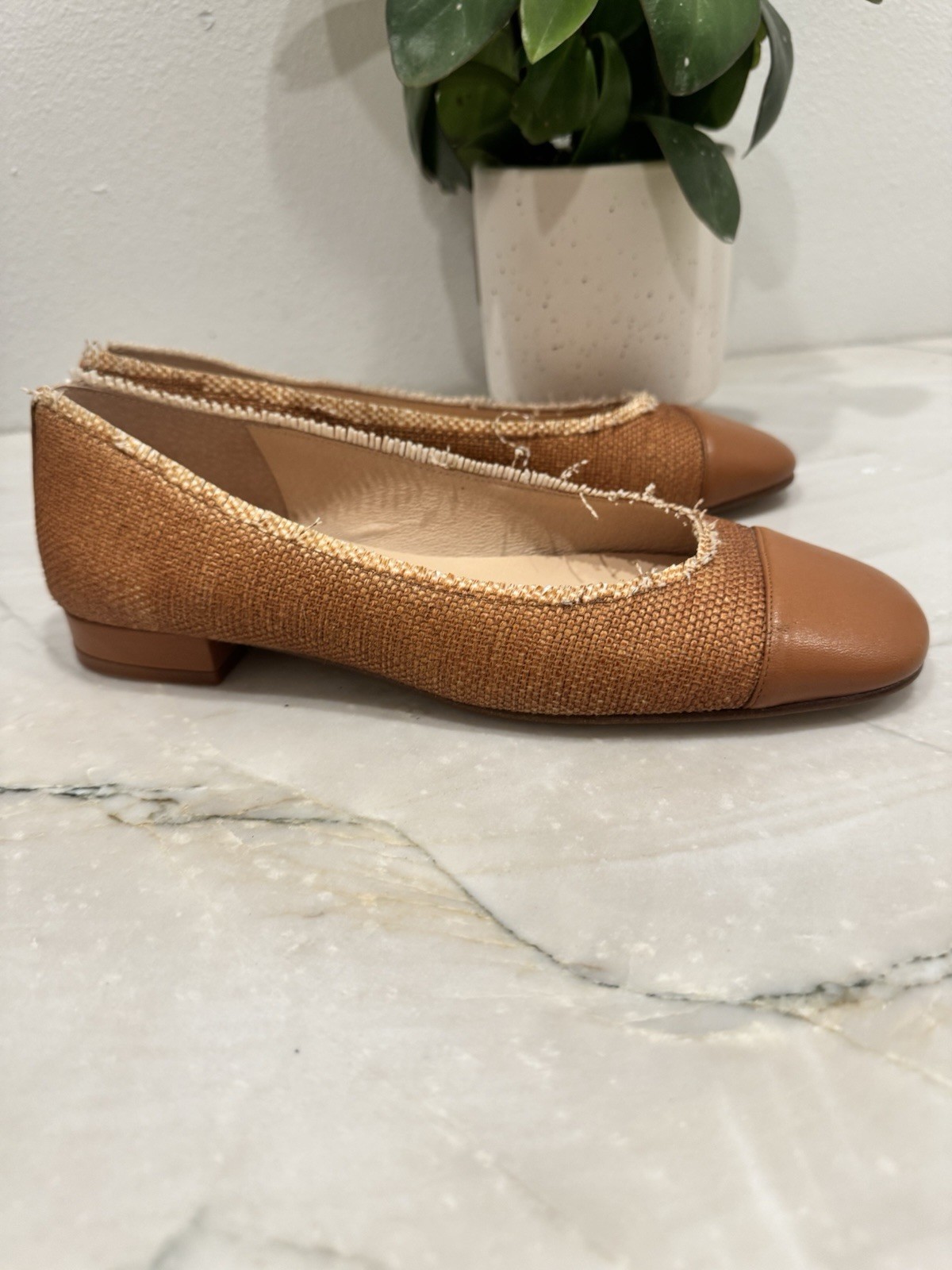 SAOLA FS NY SUOLA FRANCESE SCARPA DONNA PUNTA PIATTA TRAPUNTATA MARRONE ballerine tessuto TAGLIA 8