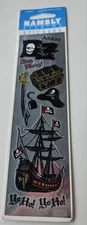 Hambly Mylar Stickers PIRATES Ship Flag Sword Hat Treasure Chest 1 Sheet NOS