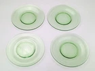 VTG Set of 4 Plain Green Uranium Depression Glass Luncheon/Salad Plates 8"