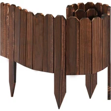 7.9 in. Wooden Garden Fence Decorative Edging Border 2 Pack Flexible Weather Res