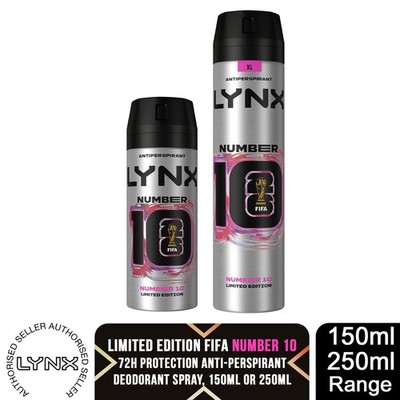 Lynx FIFA No 10 Anti-Transpirant Deodorant Spary, 72H Frische 150ml oder 250ml