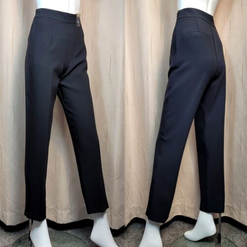 M&S Zip Detail STRAIGHT Leg TROUSERS ~ Size 10 Regular ~ BLACK (rrp £35) - Picture 1 of 7
