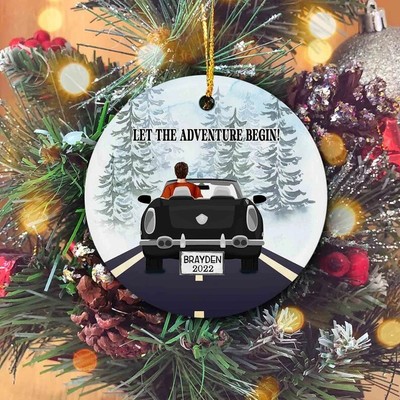 Let The Adventure Begin Ornament, Personalized New Driver License Ornament, C...
