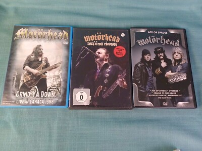 Motorhead DVD Set Of 3 Grind Ya Down Ace Of Spades Rock 'N Roll Rhapsody (S)