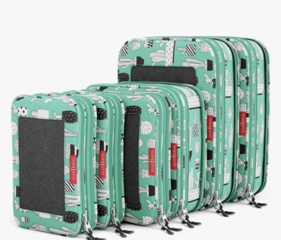 Compression Bags Lean Travel Cubes Lean Travel Compression Packing Cubes  Set Of Green Cactus Set