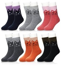 Kids Wool Socks Winter Warm Wool Hiking Thermal Thick Boot Cozy 8-12 Years Cat