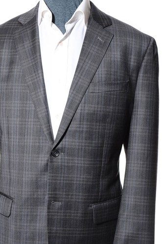 42R Daniel Hechter Paris Gray Plaid Wool Two-Piece Suit 34x30 Trousers Jacket L - Picture 3 of 14