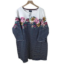 Joules Womens Navy Floral Striped Riviera 3/4 Sleeve Shift Dress 22 NWT
