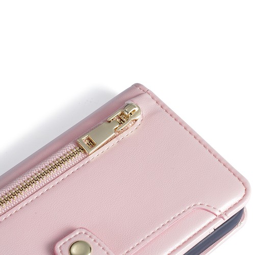 For iPhone 16/15/14/13/12/11/XS/XR/8/7 Crossbody Zipper Stand Wallet Flip Case - Bild 65 von 80