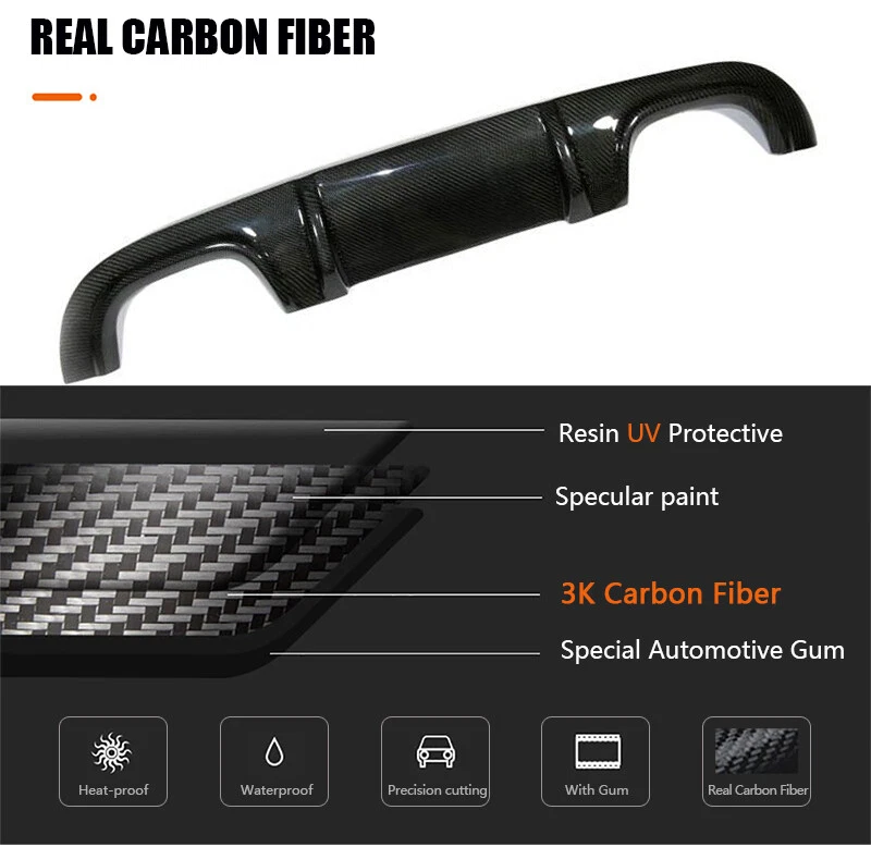 Labio difusor de parachoques trasero de fibra de carbono para Mercedes Benz W203 C55 C32 2005-07 Foto 3 de 4