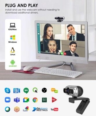 TOALLIN 1080P Webcam for Windows Hello Face Login, IR Facial Recognition, Wide Angle View USB Webcam with Microphone and Privacy Cover | Reviews, Best price & Offers