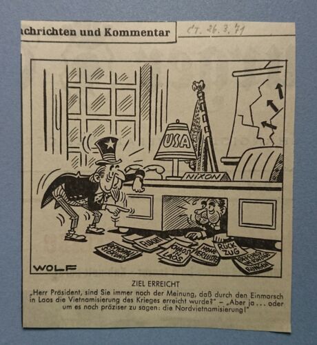 Vieux Affichage Tageblatt Coburg 26.03.71 Politische Satire Politique Économie