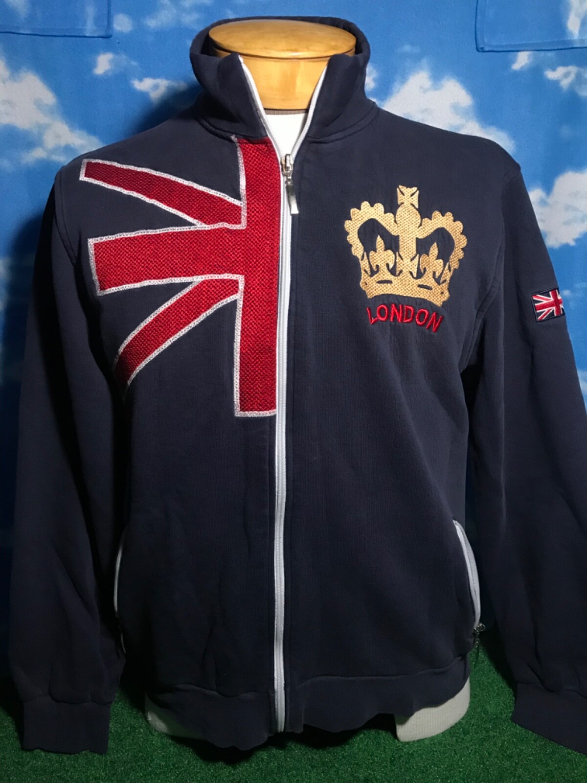 NoS LONDON Sweatshirt JACKET LARGE Full Zip Crown British