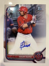 Edgar Quero 2022 Bowman 1st Chrome On Card Auto #CPA-EQ Los Angeles Angels