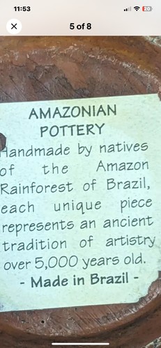 Vaso vintage Marajoara Brasile faccia terracotta arte ceramica Amazon fatto a mano - Foto 16 di 16
