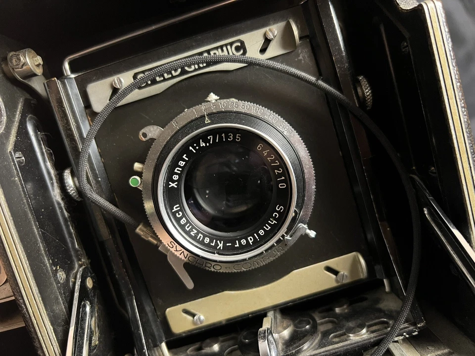 Graflex Speed Graphic 3x4 Schneider Xenar 135mm f4.7 Lente Sincro-Compur Obturador Foto 4 de 4