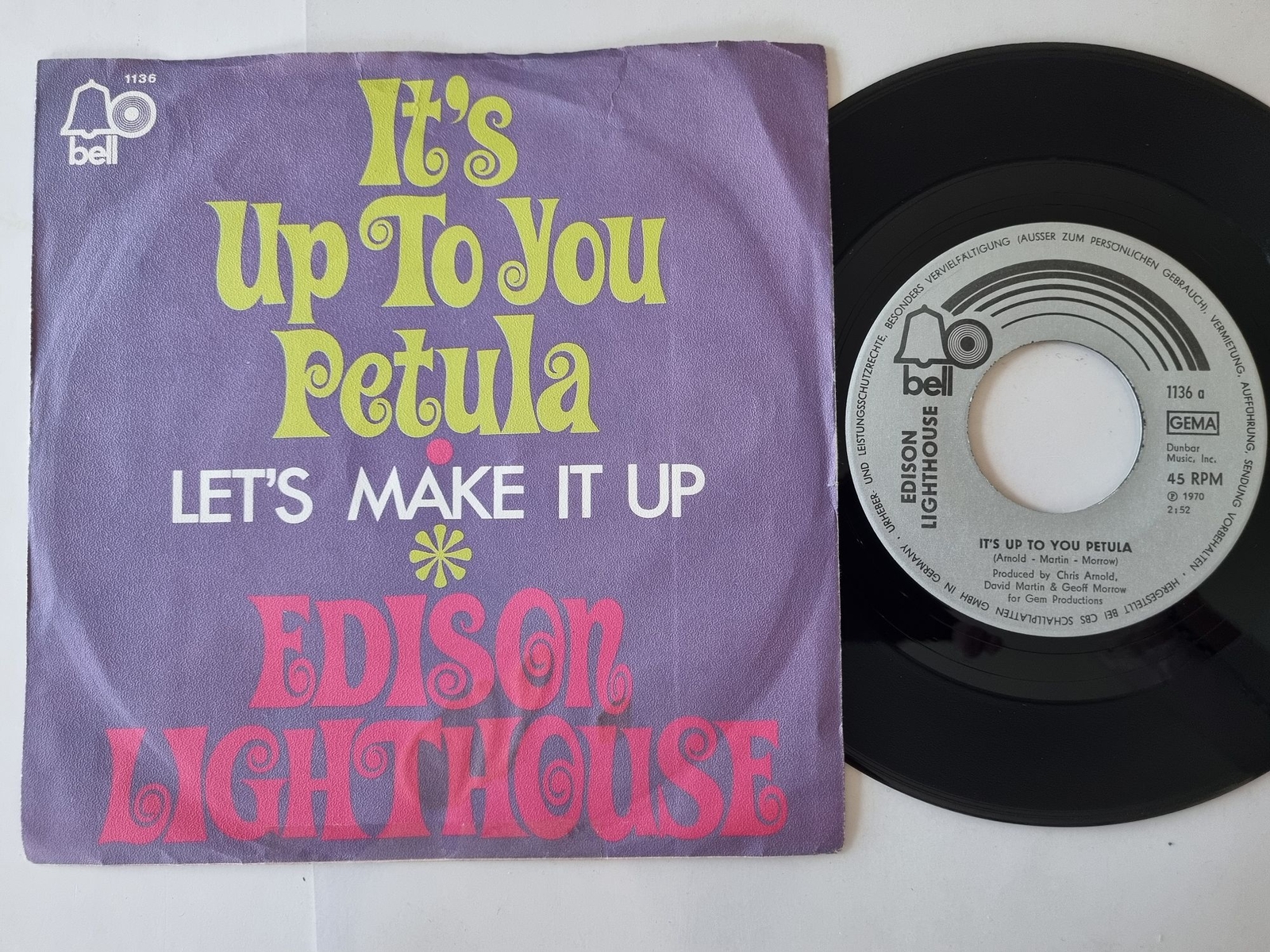 Edison Lighthouse - It's up to you Petula 7'' Vinyl Germany