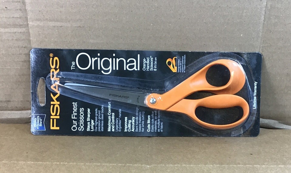 Single Fiskars 8 in 20 CM Bent Orange Original Scissors NEW Lifetime