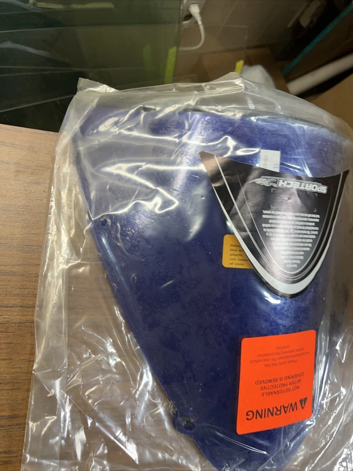 2005 铃木 GSXR 1000 Sportech Trans 蓝色镀铬挡风玻璃 2301-0242 NOS — 第 4/4 张图片