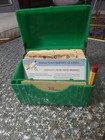 Vtg Bright Green Plastic Card Recipe Box With Memo Sheets & Pencil Hershey Recip — photo 2