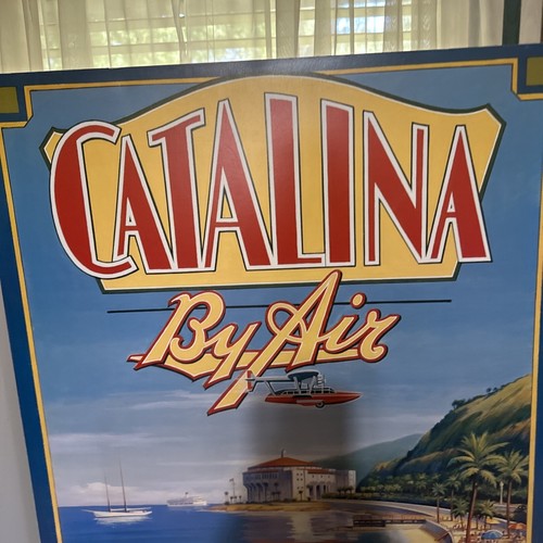 CATALINA BY AIR LA TO CATALINA AIRPLANE TRAVADVERTISING 26" X 38" TRAVEL POSTER - Picture 2 of 10
