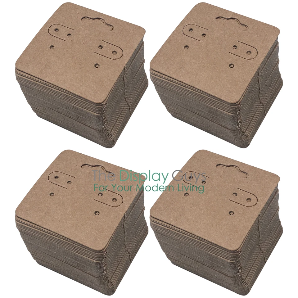 500pc 2x2" Inch Kraft Paper Earrings Display Hanging Cards for Accessory Jewelry - Image 4 of 4