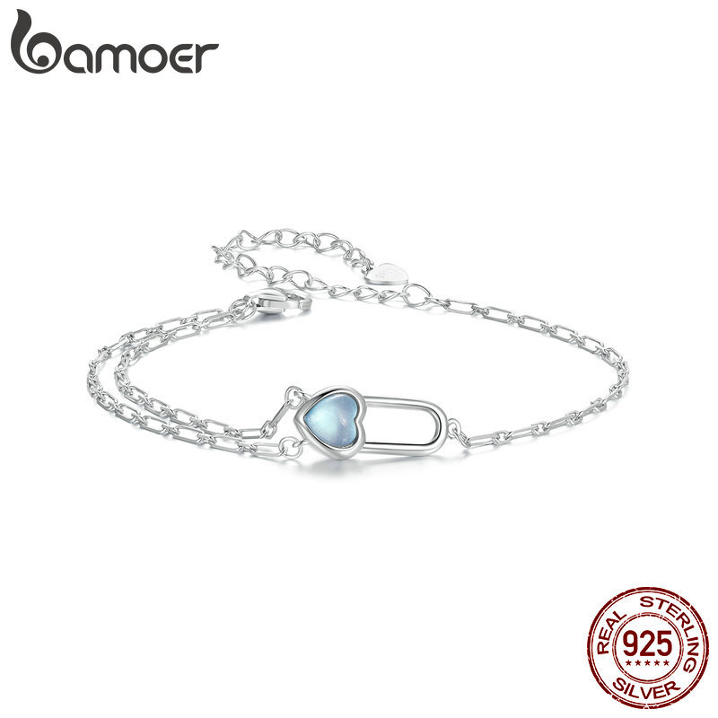 Buy BAMOER 925 Sterling Silver Radiant Hearts, Sky-Blue Crystal