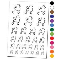 Standard Poodle Dog Outline Temporary Tattoo Water Resistant Set Collection