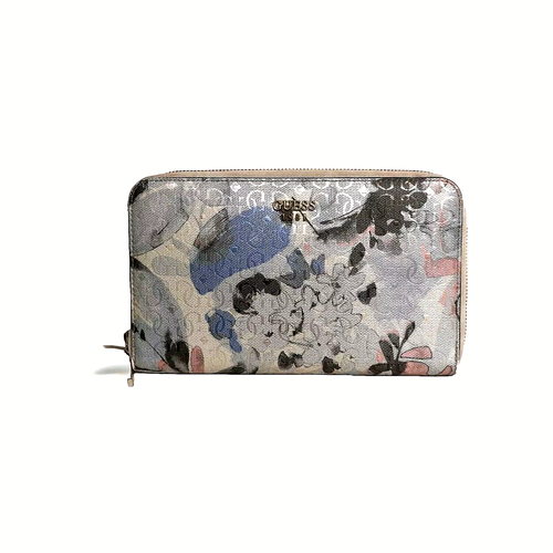 Guess 1981 Travel Wallet Large Pastel Floral Iridescent Design Zip Around Vintag