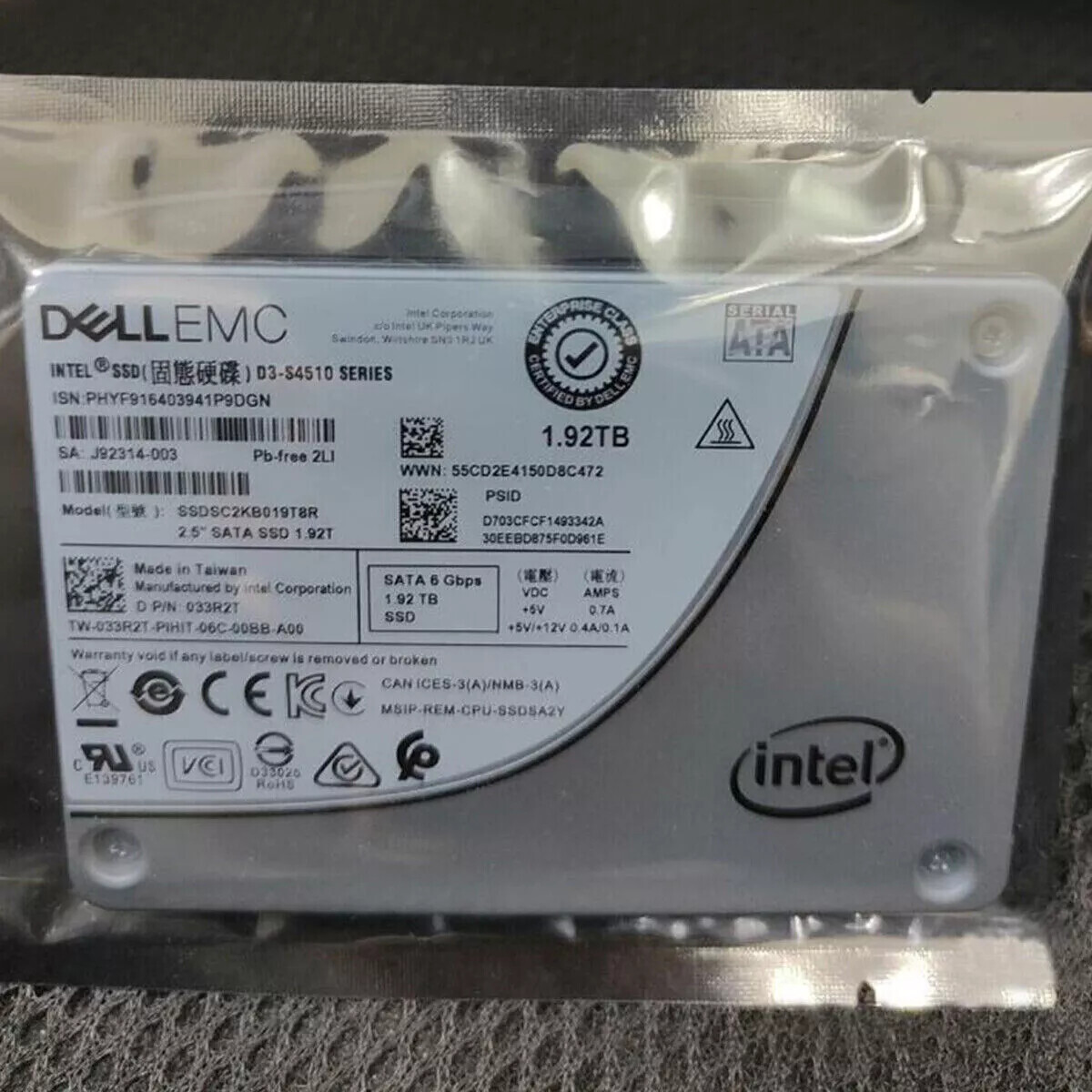 Intel D3 S4510 1.92TB DELL SSD 2.5