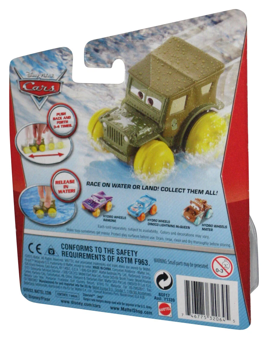 Disney Pixar Movie Cars 2013 Hydro Wheels Sarge Pullback Race On