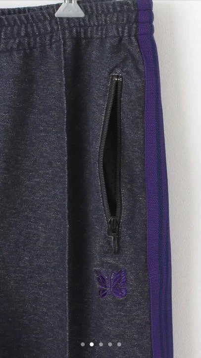 NEEDLES Track Pants Straight Dark Gray x Purple lines Size-M New from Japan