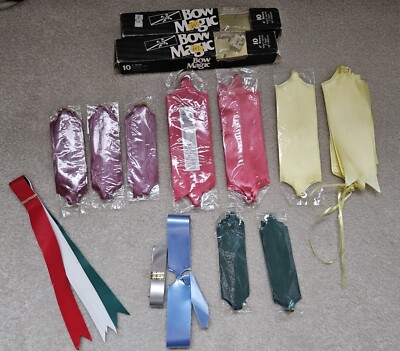 Vintage Pull Bow Lot Various Sizes Bow Magic Gold Yellow Red Dark Green Maroon