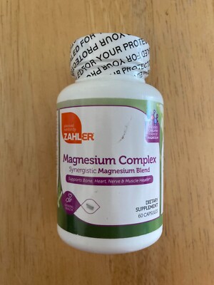 ZAHLER Magnesium Complex Synergistic Blend 60 Capsules Exp 5/2027