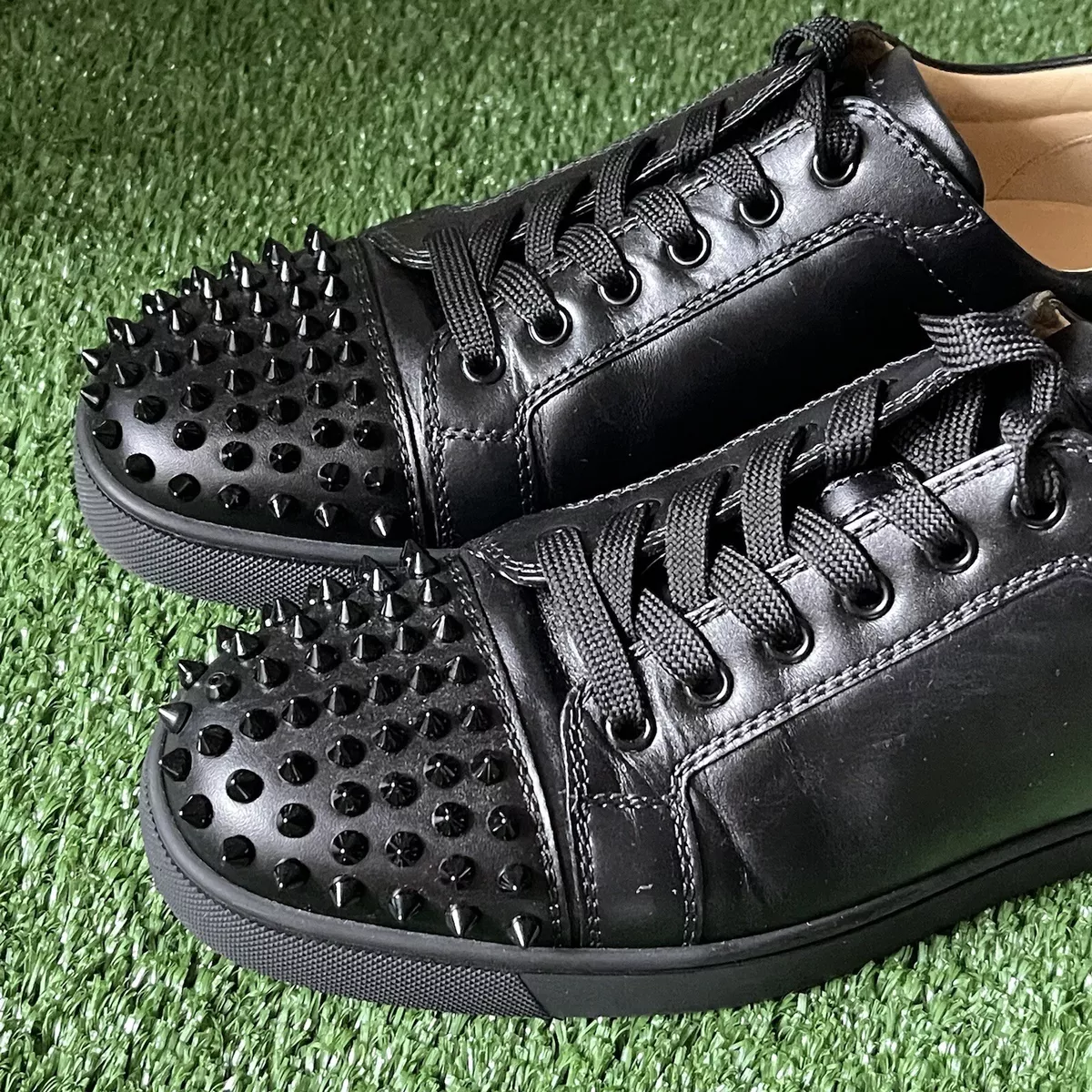 Christian Louboutin Louis Junior Spikes Black Calf Leather Sneaker