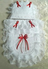 DOLLS PRAM SET BRODERIE ANGLAISE SILVER CROSS RANGER PIONEER MOST JUNIOR PRAMS