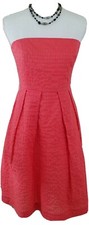J.CREW~Women's Size 6~Orange Textured Strapless Cotton Party Fully Lined Dress.