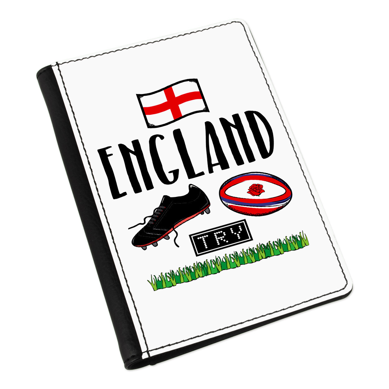 Rugby England Passport Holder Cover Case Wallet - Funny League Union Rose Flag