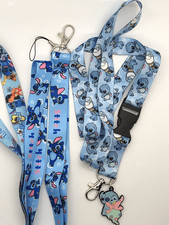 Disney-3 Lilo and Stitch Lanyard Pin Or ID Badge Holder Keychain Neck Straps