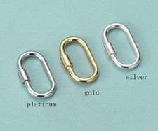 925 Sterling Silver Oval Link Lock Enhancer Bail Carabiner Clasp Connector 2 PC