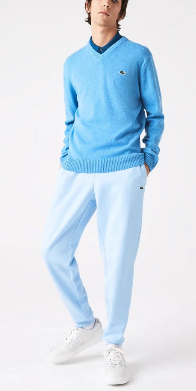 Lacoste Men's Regular Fit Logo Detail Fleece Sweatpants Light Blue Large $130