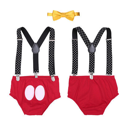 Baby Boy Cute Mickey Birthday Cake Smash Photography Prop Costume Romper Outfit