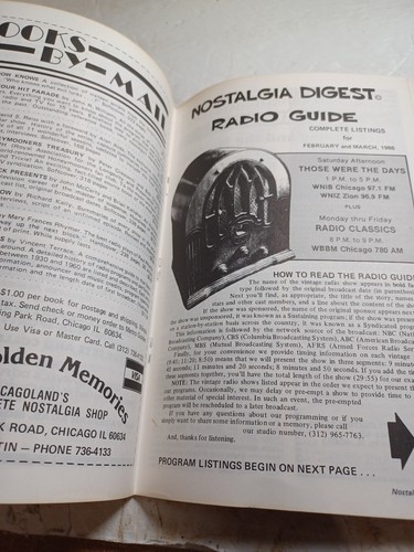CHUCK SCHADEN'S NOSTALGIA DIGEST AND RADIO GUIDE Feb-March 1986 - Picture 3 of 4