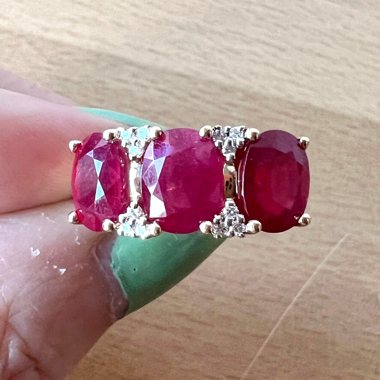 14K GOLD TRILOGY “PAST PRESENT FUTURE “ RUBY DIAM… - image 19