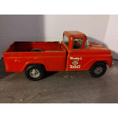 Buddy L Traveling Zoo Red Pick Up Truck Pressed Steel 1960's | eBay