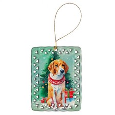 English Foxhound Christmas Tree Porcelain Ornament DAC3453CO2