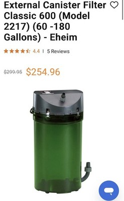 USED EHEIM Classic 600 2217 External Canister Filter 1000 l/h 60-180 gal