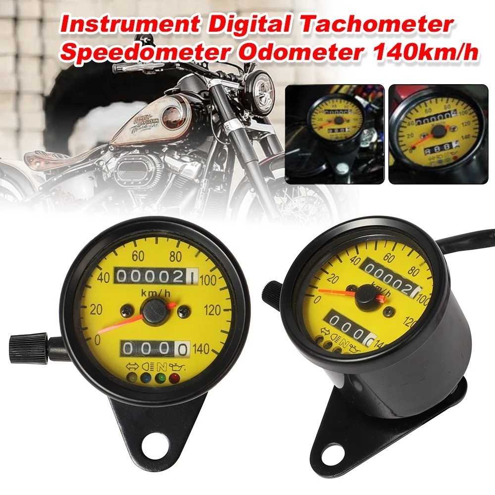 Universal Motorcycle Odometer Speedometer Tachometer Speedo Gauge LED Light US